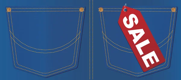 販売タグ付きジーンズのポケット — ストックベクタ