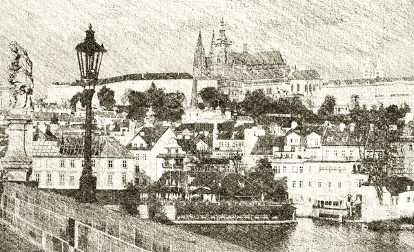 Prague Castle Sketch — Stock Photo, Image