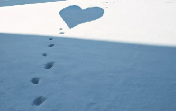 Hjärtat i snö — Stockfoto