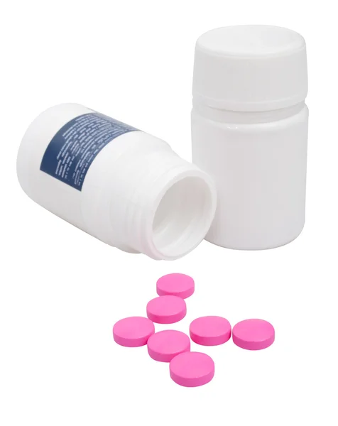 Pillole rosa in bottiglia — Foto Stock