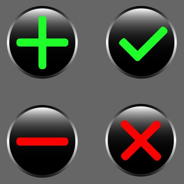 Icons - a choice, refusal, addition, removal clipart