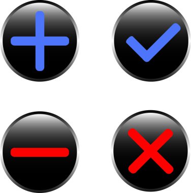 Icons - a choice, refusal, addition, removal clipart