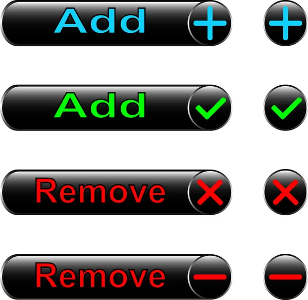 Векторные иконки - выбор, отказ, добавление, удаление — стоковый вектор