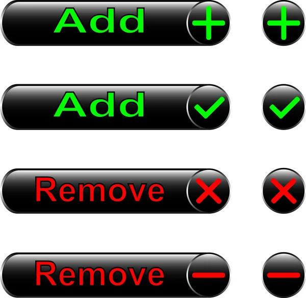 Iconos de vectores - elección, rechazo, adición, eliminación — Archivo Imágenes Vectoriales