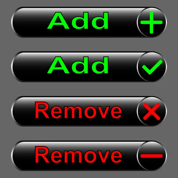 Vektorové ikony - výběr, odmítnutí, přidání, odstranění — Stockový vektor