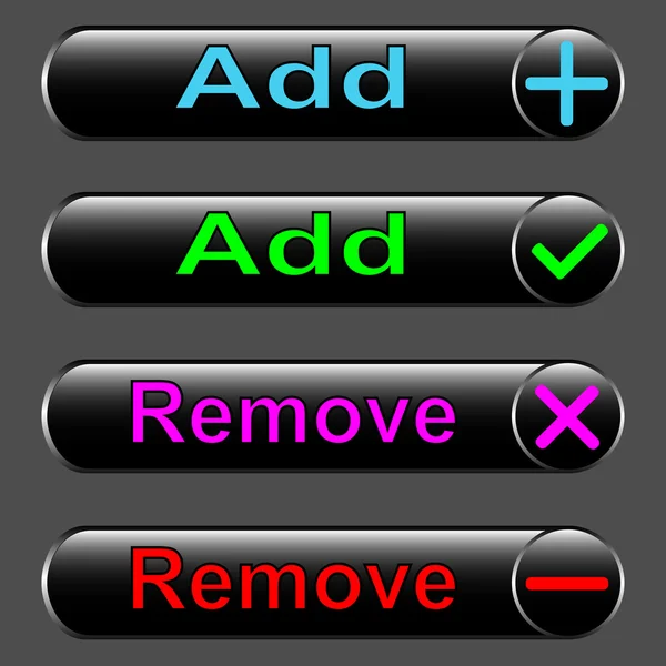 Vektör ikonlar - seçim, ret, ekleme, kaldırma — Stok Vektör