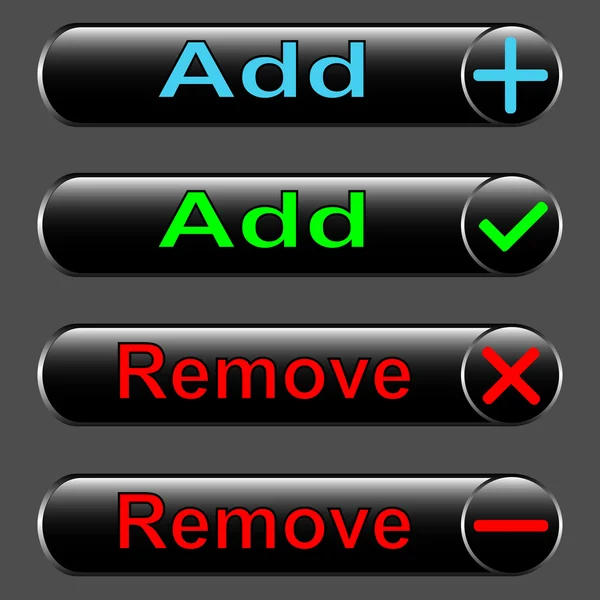 Vektorové ikony - výběr, odmítnutí, přidání, odstranění — Stockový vektor