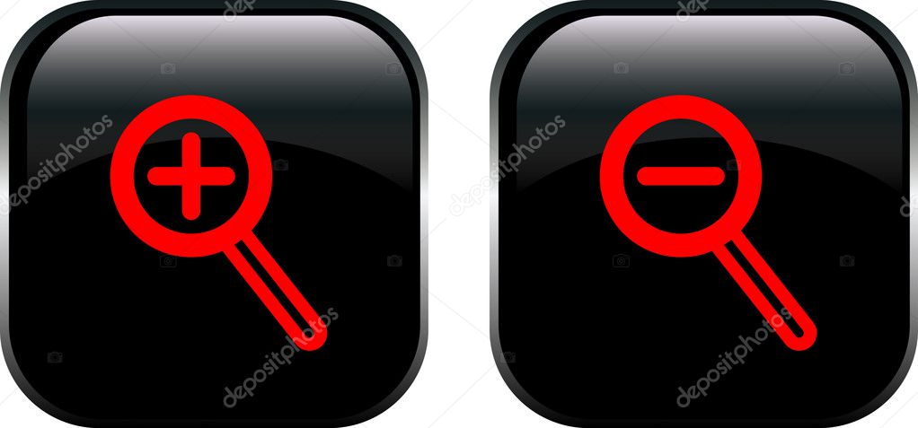 Monochromatic increase-decrease magnifiers icons