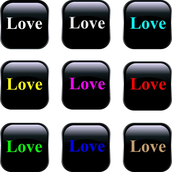 Ensemble de boutons vectoriels - Amour — Image vectorielle