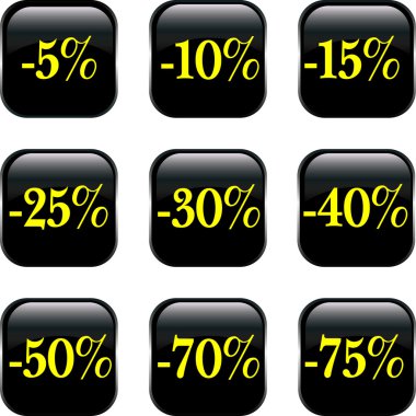 Set of discount buttons clipart