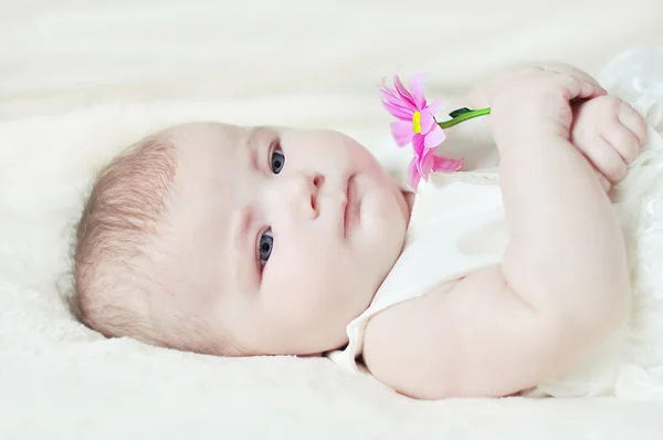 Dziecko z kwiatem — Zdjęcie stockowe