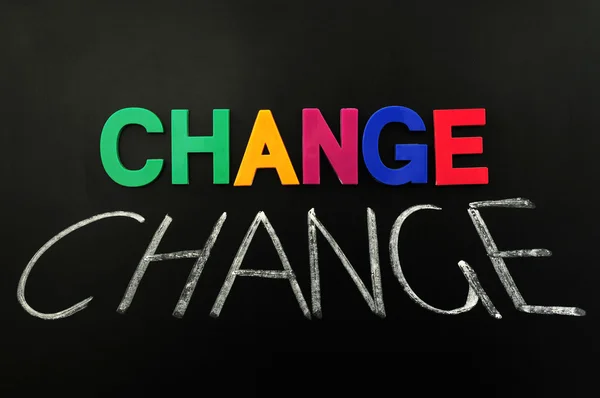 Mudança - palavra feita de letras coloridas — Fotografia de Stock