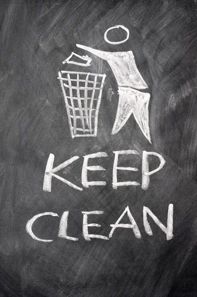 Keep clean drawn on a blackboard — Stock Photo, Image