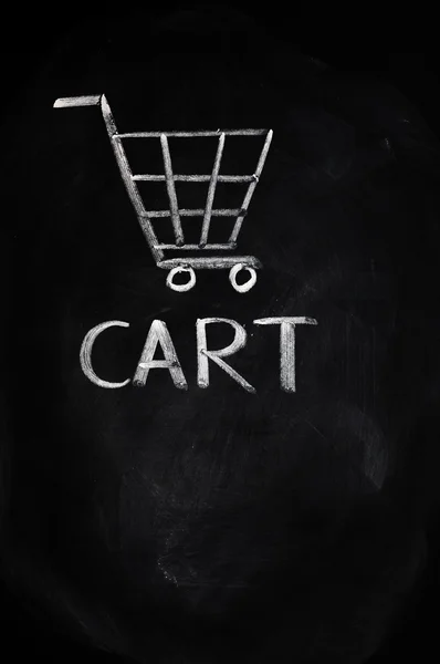 Cart drawn with chalk — Stock Photo, Image
