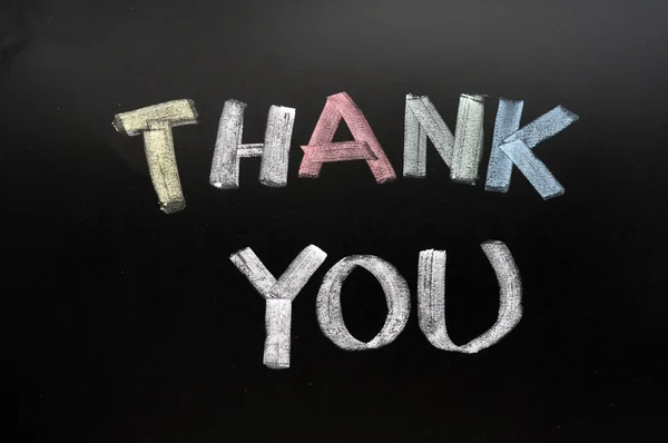 Thank you - text written with chalk on blackboard — Stock Photo, Image