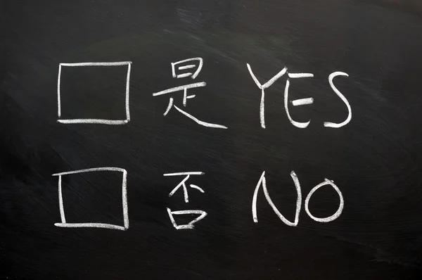 Yes and no check boxes written on a blackboard — Stock Photo, Image