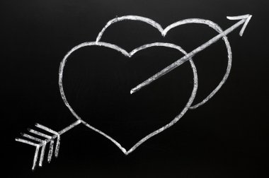 Two hearts with Cupid's arrow hitting through clipart