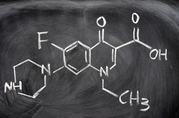 stock image Chemical structures on a blackboard