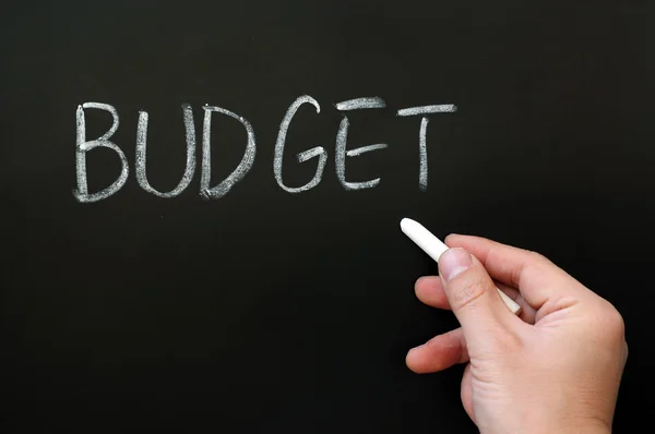 Palavra de orçamento escrita num quadro negro — Fotografia de Stock
