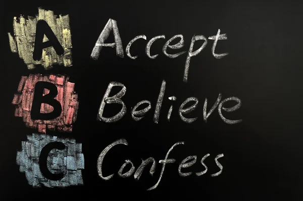 Acronym of ABC - Accept, believe, confess — Stock Photo, Image