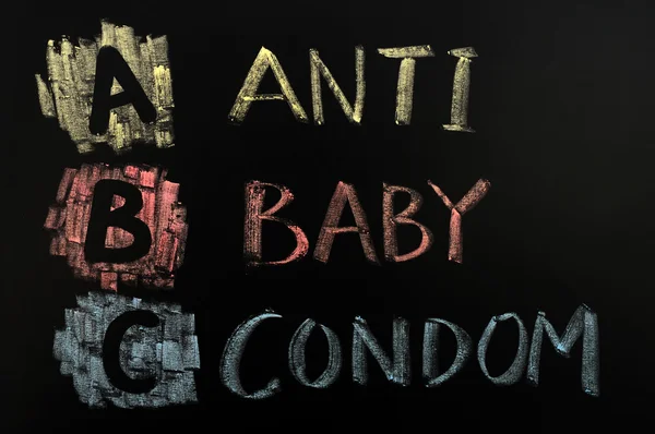 Acronyme de ABC - Préservatif anti-bébé — Photo