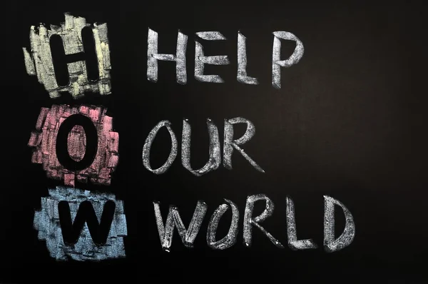 Acronym of HOW - Help Our World — Stock Photo, Image