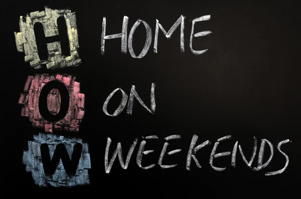 Acronym of HOW - Home on Weekends — Stock Photo, Image