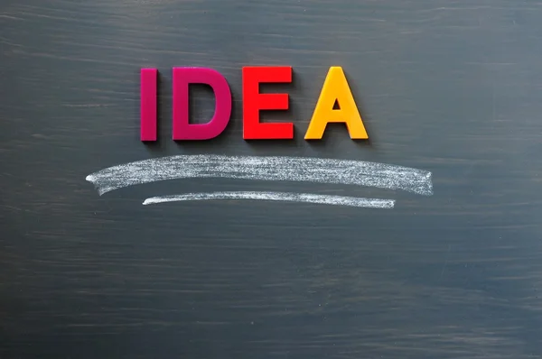 Idee - Wort auf einer Tafel — Stockfoto
