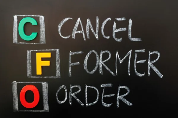 Acrónimo de CFO - Cancelar Ex-Ordem — Fotografia de Stock