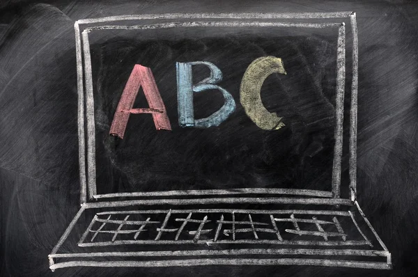 Chalk drawing of Laptop — Stock Photo, Image
