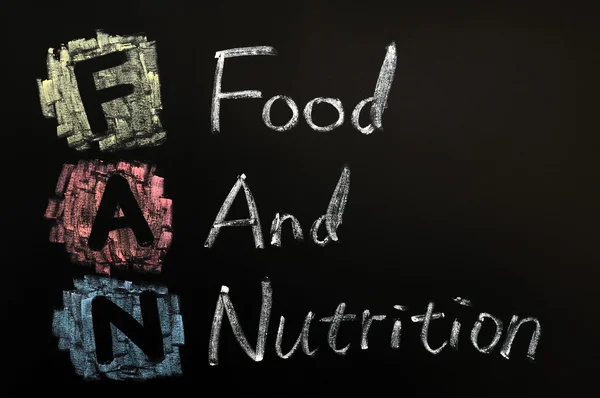 Акроним FAN - Продукты питания и питание — стоковое фото