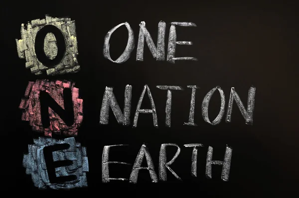 Acronym of ONE - One Nation Earth — Stock Photo, Image