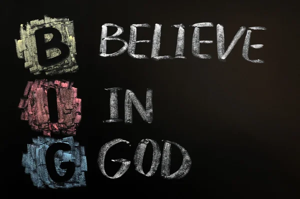 Akronym für groß - an Gott glauben — Stockfoto