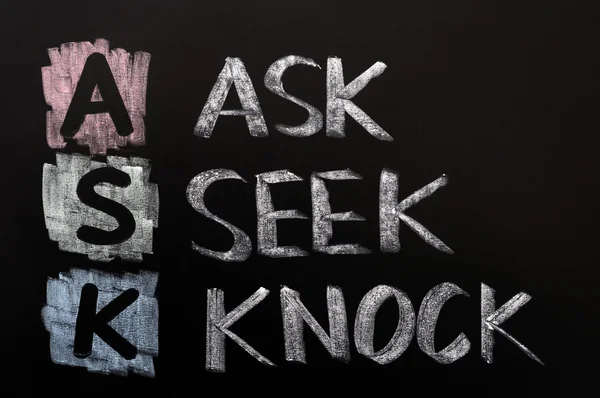 Acronimo di ASK - Ask, Seek, Knock — Foto Stock