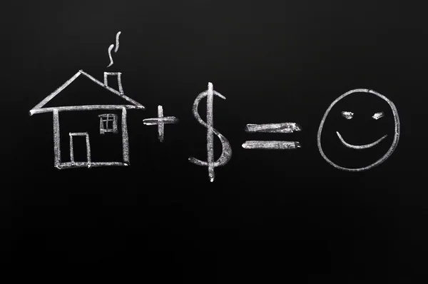 Home plus geld betekent geluk — Stockfoto