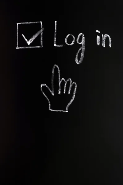 Log in check box with a cursor hand — Stock Photo, Image