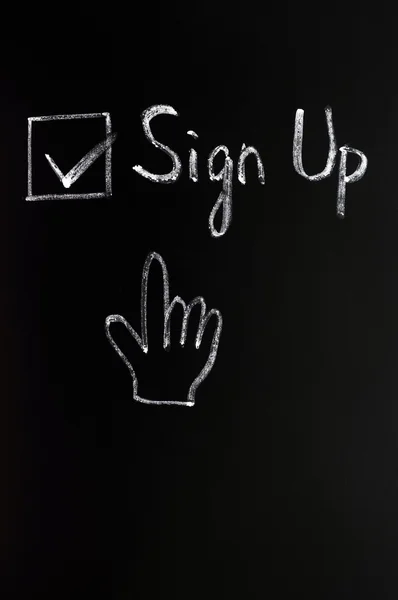 Sign up check box with a cursor hand — Stock Photo, Image