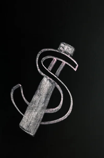 Symbole Dollar US sur un tableau noir — Photo