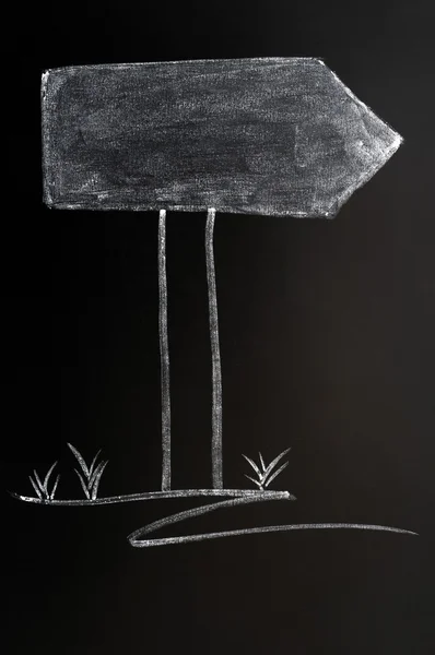 Skyltat dras i krita på en svart tavla — Stockfoto