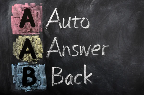 Acronym of AAB for auto answer back — Stock Photo, Image