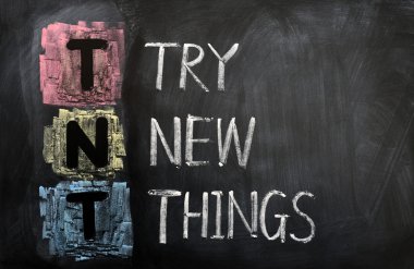 Acronym of TNT for Try New Things clipart