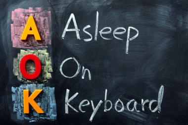 Acronym of AOK for Asleep on Keyboard clipart