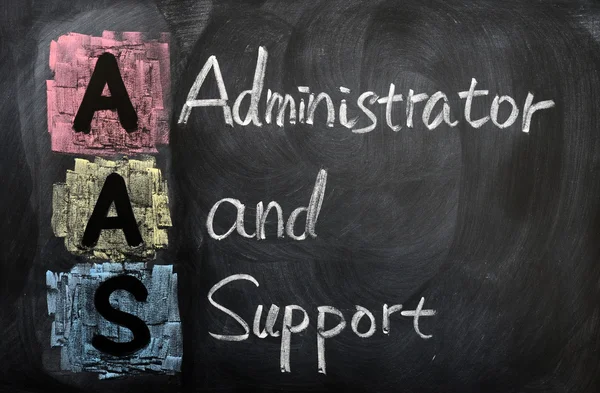 Акроним AAS для администратора и поддержки — стоковое фото
