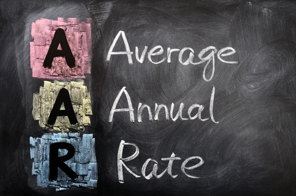 Аббревиатура AAR для средней годовой ставки — стоковое фото