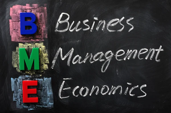 Förkortning av bme för business ledningnationalekonomi — Stockfoto