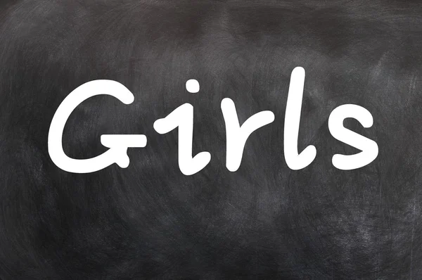 Kızlar - Beyaz tebeşir yazılı kelime — Stok fotoğraf