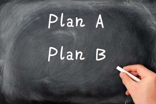 Plan i plan b, napisane na tle tablica — Zdjęcie stockowe
