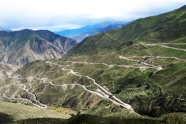 Landscape of zigzag mountain roads — Stock Photo, Image