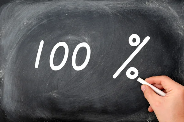 Writing 100 percent on a blackboard — Stock Photo, Image