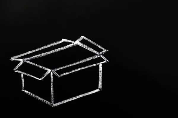 Caja en blanco dibujada en una pizarra — Foto de Stock
